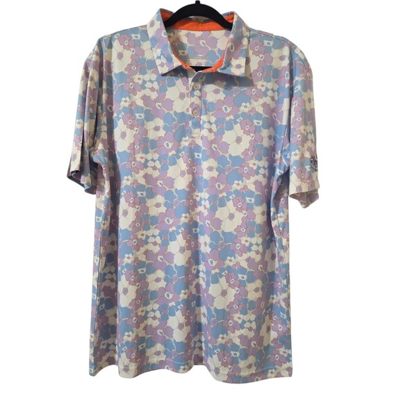 Swannies Golf Performance Polo Club Logo Collared Stretch Floral Men's L B25.1 - Picture 12 of 14